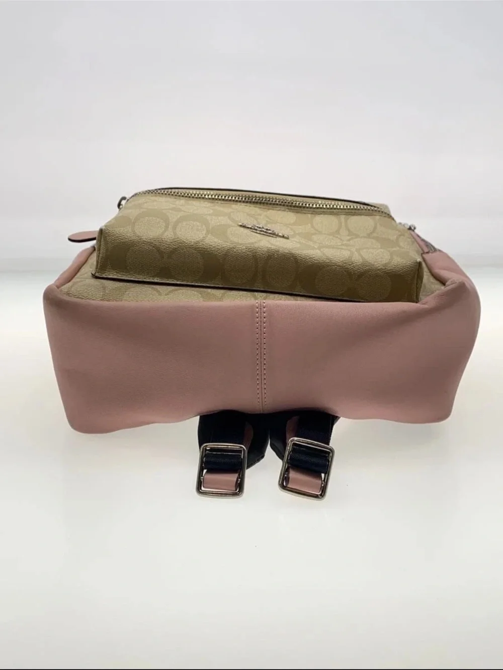 Coach Beige Signature Canvas & Pink Leather Mini Backpack